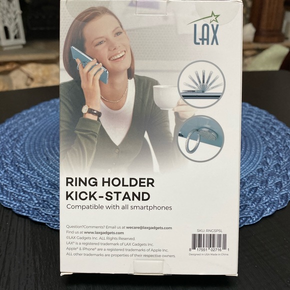 Lax Ring Phone Holder Kick-Stand Elegant Silver - Picture 2 of 3